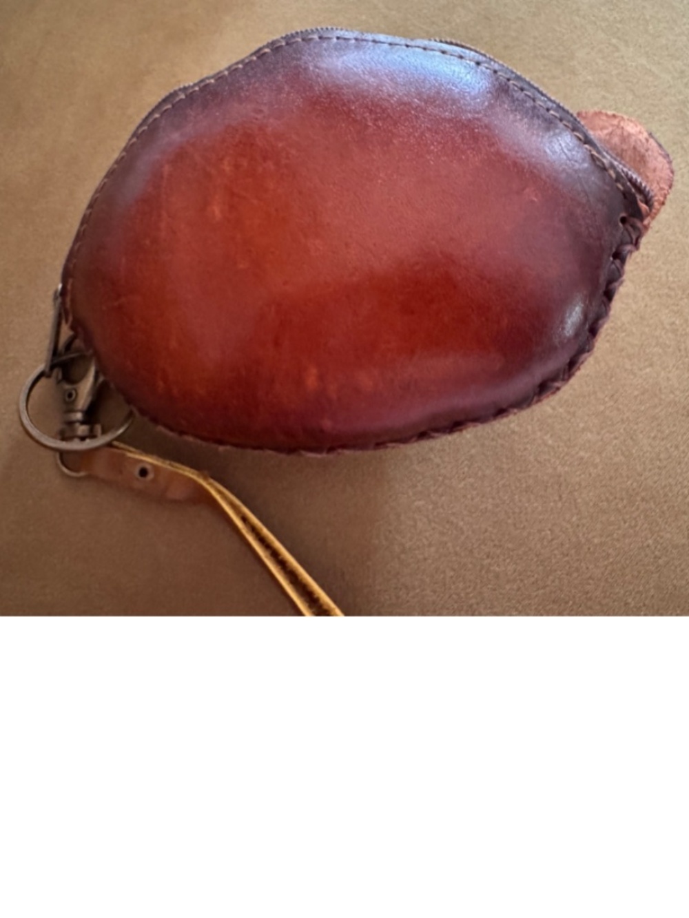 Hand Painted Leather Peacock Coin Purse Keychain Boho Wallet Pouch - Picture 2 of 5